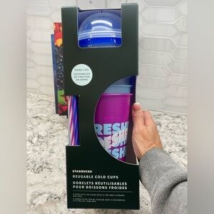 2024 Summer Reusable Cold Cups with Dome Lids, Straws. 5 Cups. Unopened box. NWT